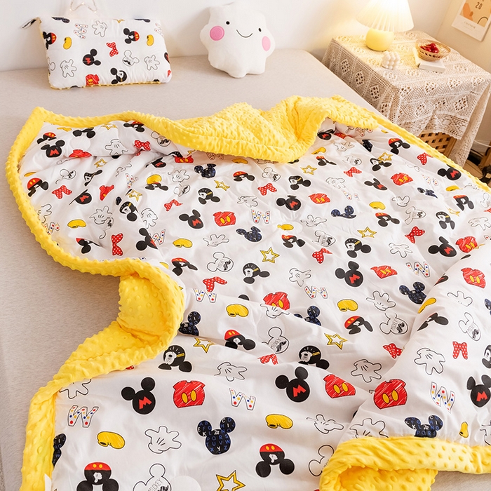 91家纺网 家纺一手货源 找家纺 十九色 2025秋冬新款全棉豆豆被春秋被被子被芯 米奇