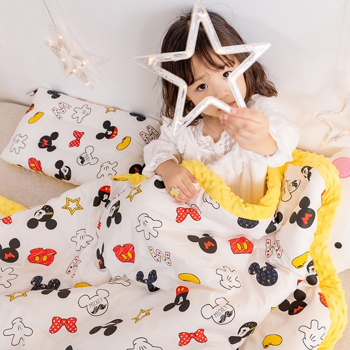 91家纺网 家纺一手货源 找家纺 十九色 2025秋冬新款全棉豆豆被春秋被被子被芯 米奇