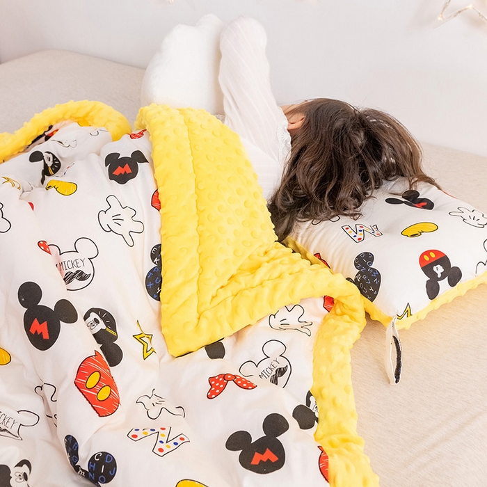 91家纺网 家纺一手货源 找家纺 十九色 2025秋冬新款全棉豆豆被春秋被被子被芯 米奇