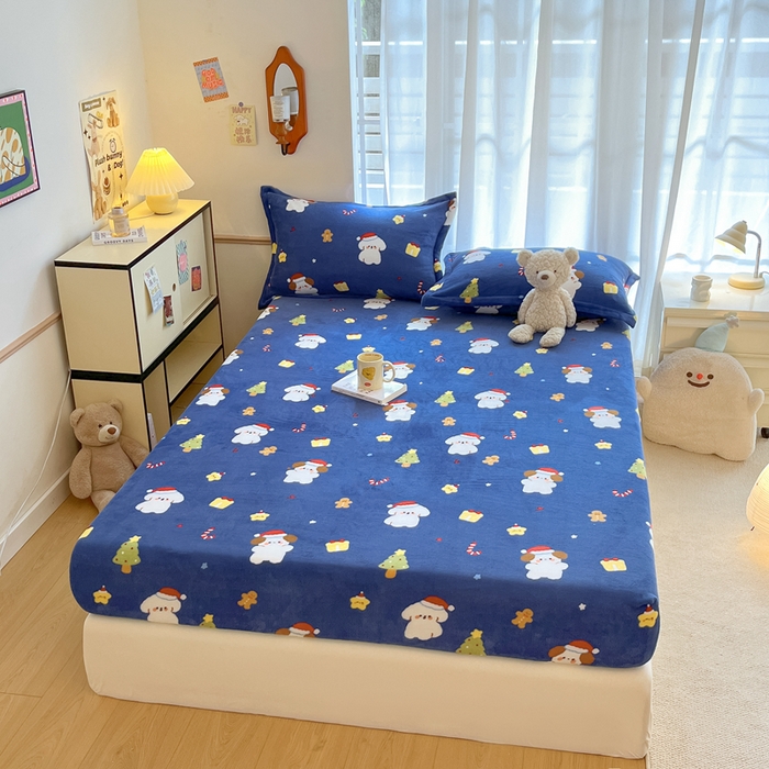 91家纺网 家纺一手货源 找家纺 寻米 2025新款高克重加厚保暖牛奶绒床笠-大床图 圣诞派对