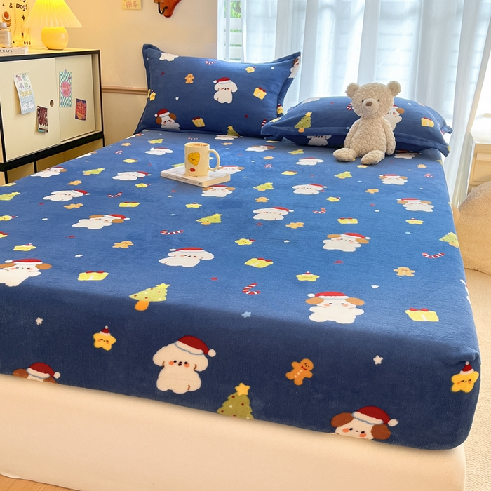 91家纺网 家纺一手货源 找家纺 寻米 2025新款高克重加厚保暖牛奶绒床笠-大床图 圣诞派对