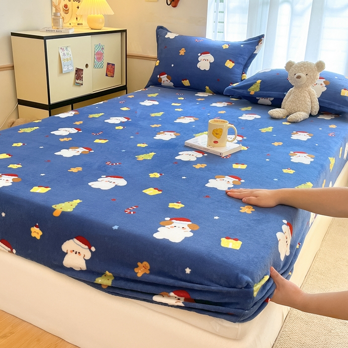 91家纺网 家纺一手货源 找家纺 寻米 2025新款高克重加厚保暖牛奶绒床笠-大床图 圣诞派对