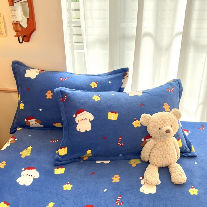 91家纺网 家纺一手货源 找家纺 寻米 2025新款高克重加厚保暖牛奶绒床笠-大床图 圣诞派对