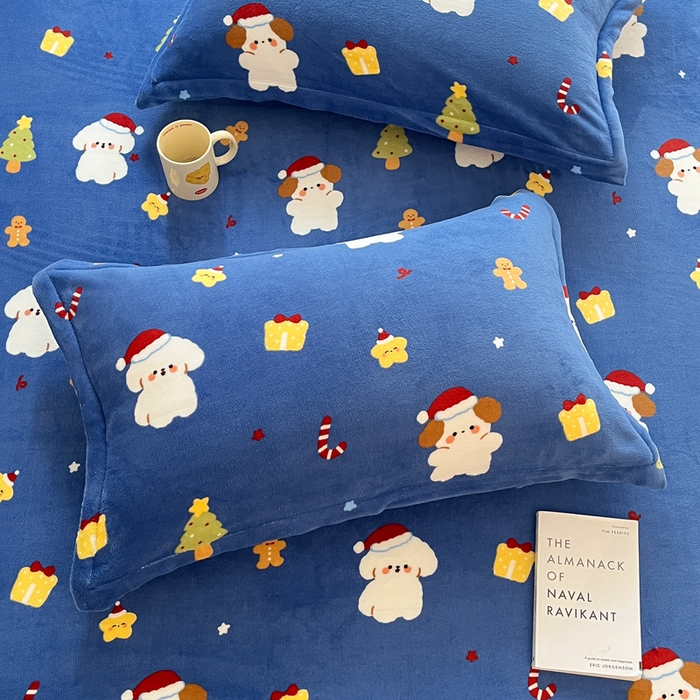 91家纺网 家纺一手货源 找家纺 寻米 2025新款高克重加厚保暖牛奶绒床笠-大床图 圣诞派对