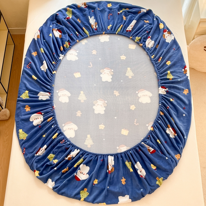 91家纺网 家纺一手货源 找家纺 寻米 2025新款高克重加厚保暖牛奶绒床笠-大床图 圣诞派对