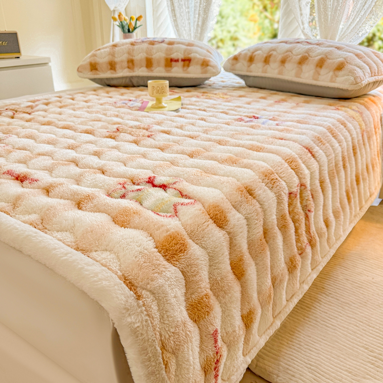 LIFE.丽芙 2025秋冬新款北极绒加厚夹棉床垫床护垫单件牛奶绒床褥床垫子三件套 意趣-咖