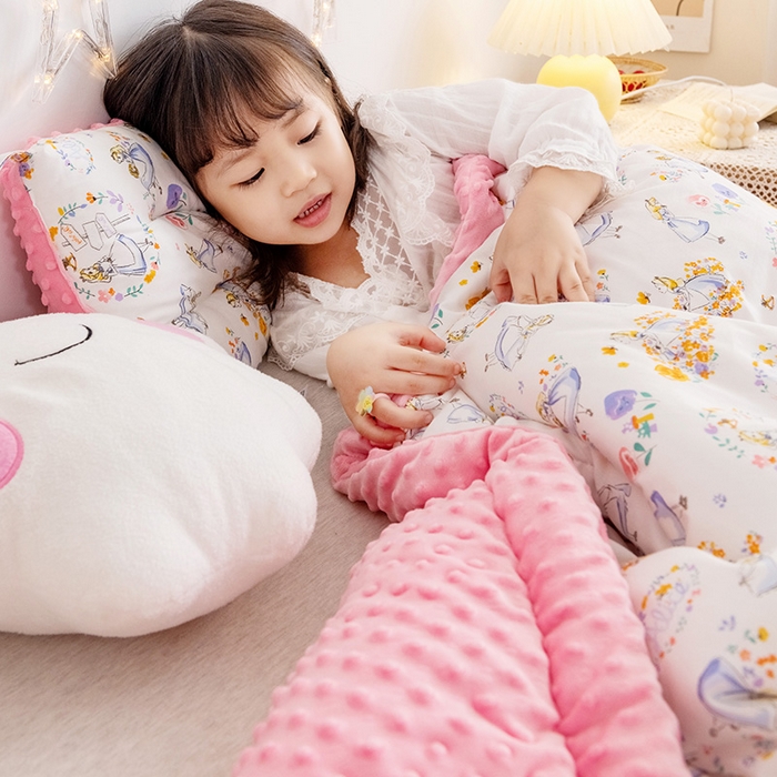 91家纺网 家纺一手货源 找家纺 十九色 2025秋冬新款全棉豆豆被春秋被被子被芯 小公主