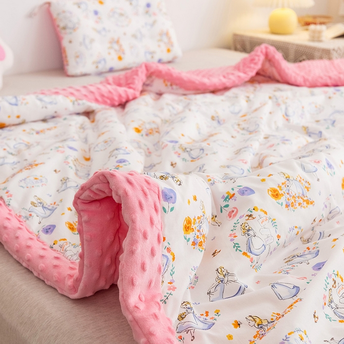 91家纺网 家纺一手货源 找家纺 十九色 2025秋冬新款全棉豆豆被春秋被被子被芯 小公主