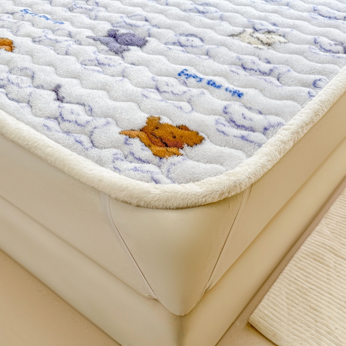 91家纺网 家纺一手货源 找家纺 LIFE.丽芙 2025秋冬新款北极绒加厚夹棉床垫床护垫单件牛奶绒床褥床垫子三件套 追逐-蓝