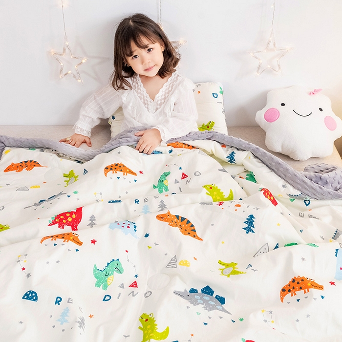 91家纺网 家纺一手货源 找家纺 十九色 2025秋冬新款全棉豆豆被春秋被被子被芯 小恐龙