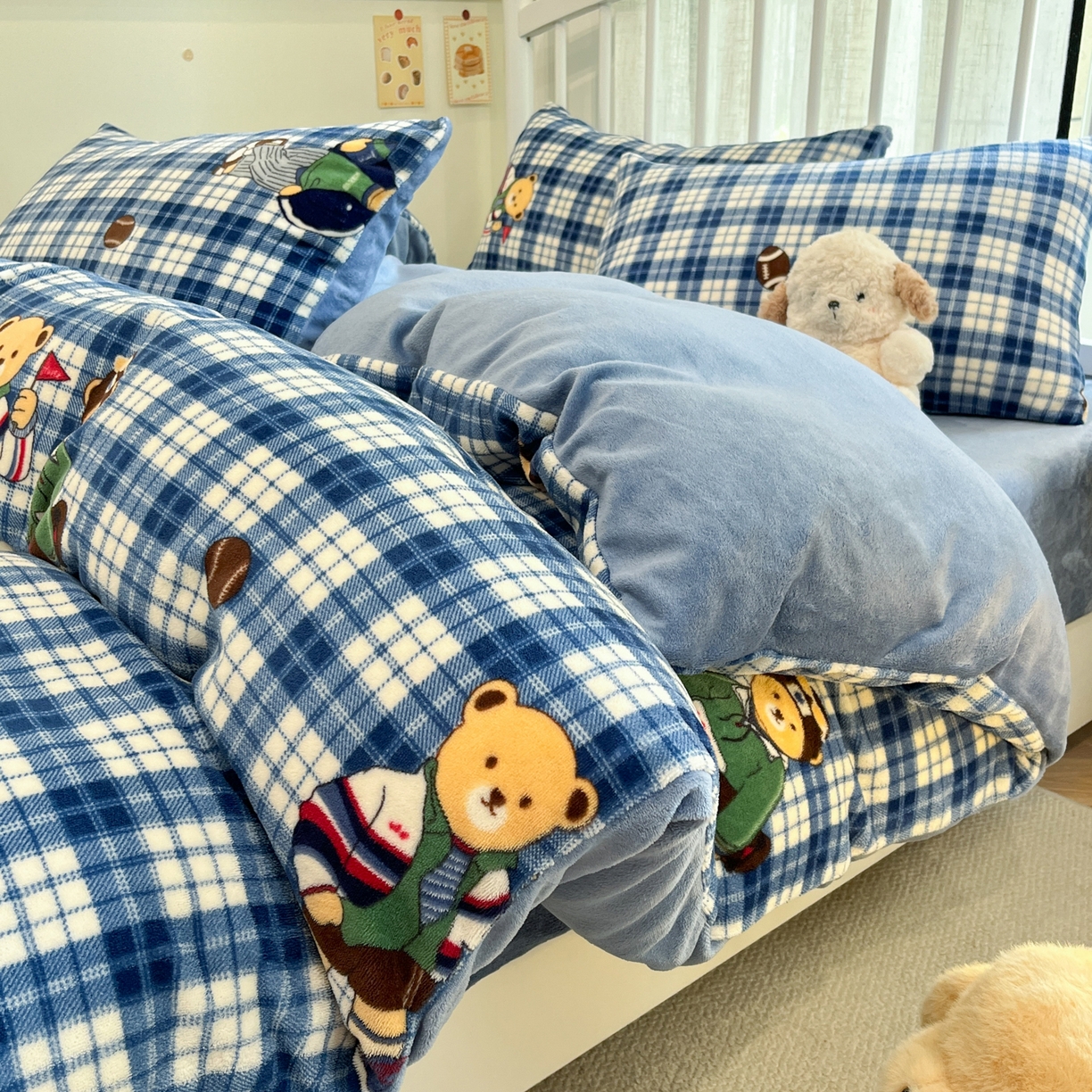 91家纺网 家纺一手货源 找家纺 （总）云玲时尚 2025新款加厚牛奶绒印花四件套