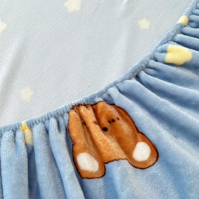 91家纺网 家纺一手货源 找家纺 寻米 2025新款高克重加厚保暖牛奶绒床笠-大床图 晚安小熊