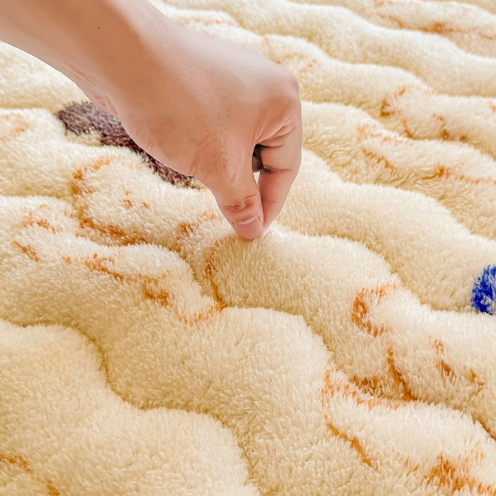 91家纺网 家纺一手货源 找家纺 LIFE.丽芙 2025秋冬新款北极绒加厚夹棉床垫床护垫单件牛奶绒床褥床垫子三件套 追逐-黄