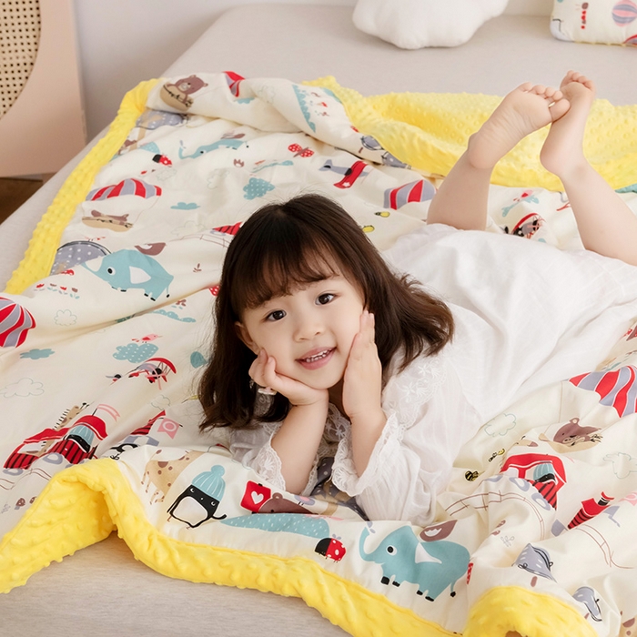 91家纺网 家纺一手货源 找家纺 十九色 2025秋冬新款全棉豆豆被春秋被被子被芯 游乐场