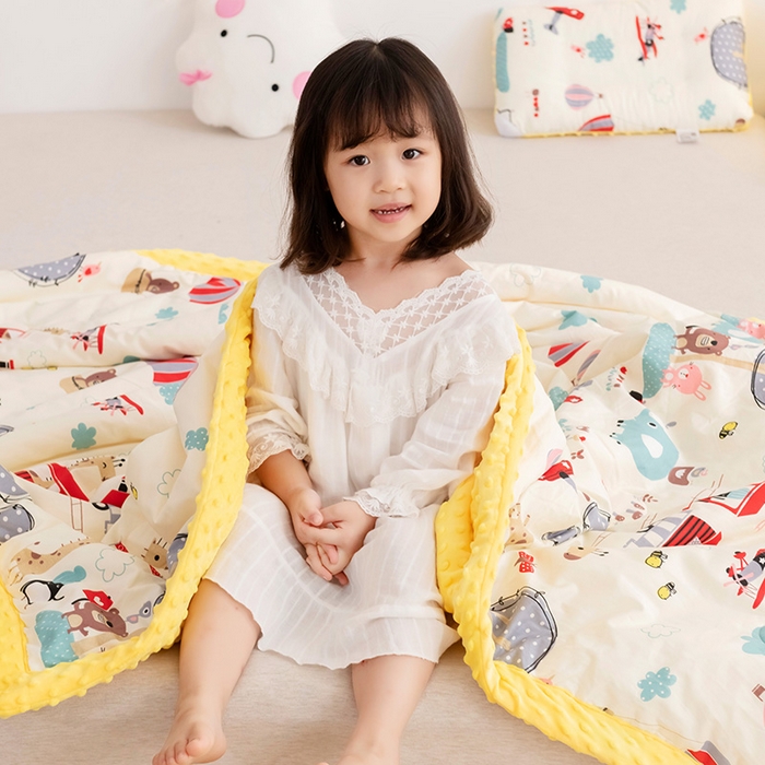 91家纺网 家纺一手货源 找家纺 十九色 2025秋冬新款全棉豆豆被春秋被被子被芯 游乐场