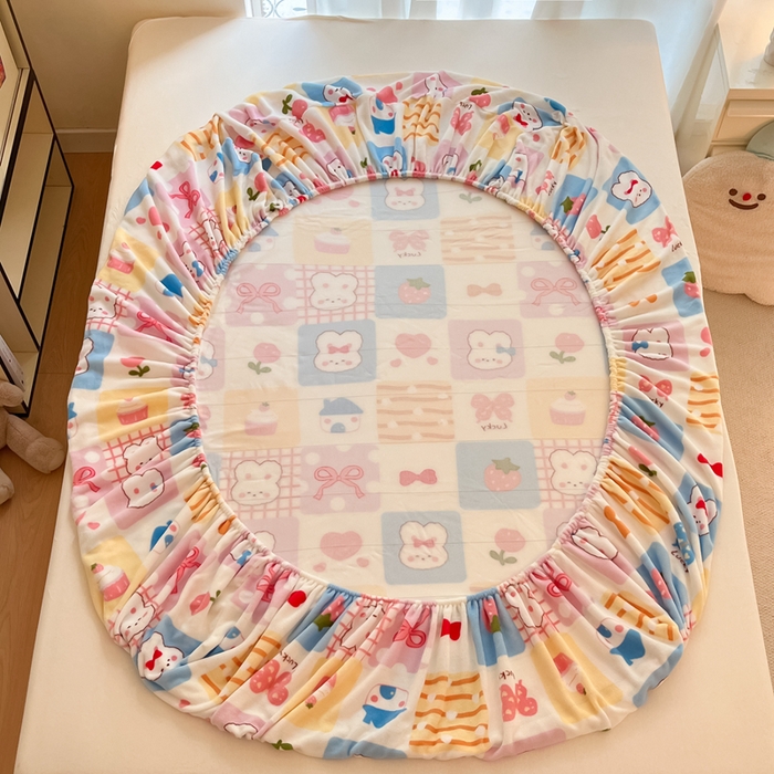 91家纺网 家纺一手货源 找家纺 寻米 2025新款高克重加厚保暖牛奶绒床笠-大床图 小兔日记