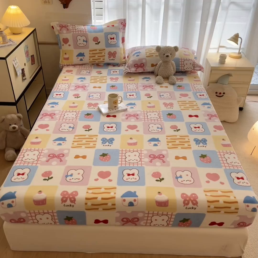 91家纺网 家纺一手货源 找家纺 寻米 2025新款高克重加厚保暖牛奶绒床笠-大床图 小兔日记