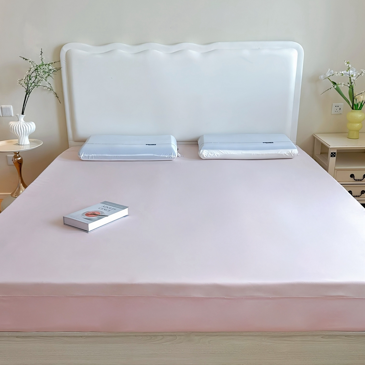 91家纺网 家纺一手货源 找家纺 兜米家居 2025新款星球同款深睡床笠床垫保护套单品床笠床笠单件 淡云粉