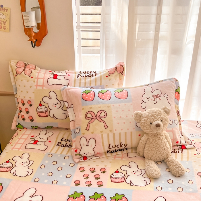 91家纺网 家纺一手货源 找家纺 寻米 2025新款高克重加厚保暖牛奶绒床笠-大床图 幸运兔