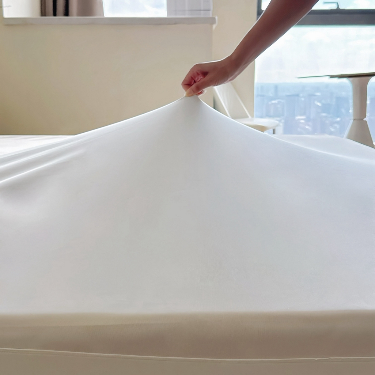 91家纺网 家纺一手货源 找家纺 兜米家居 2025新款星球同款深睡床笠床垫保护套单品床笠床笠单件 天际白