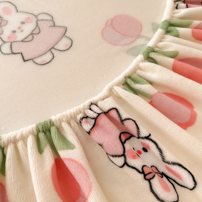 91家纺网 家纺一手货源 找家纺 寻米 2025新款高克重加厚保暖牛奶绒床笠-大床图 郁香小兔