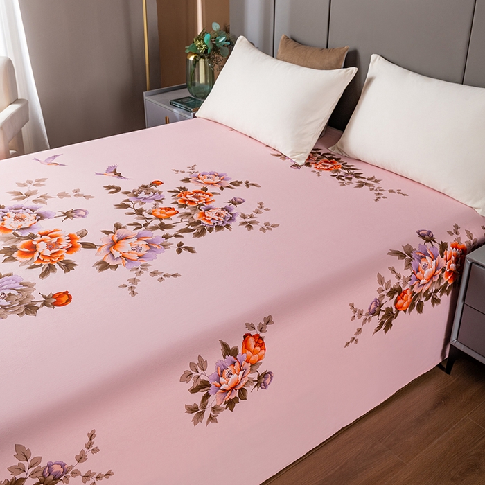 91家纺网 家纺一手货源 找家纺 （总）居美良品 2025新款100%全棉纯棉国民老上海床单-牡丹飞燕