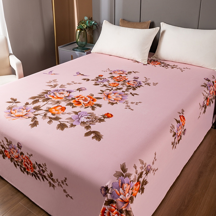 91家纺网 家纺一手货源 找家纺 （总）居美良品 2025新款100%全棉纯棉国民老上海床单-牡丹飞燕