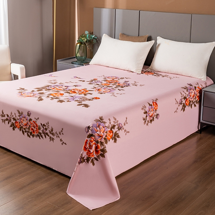 91家纺网 家纺一手货源 找家纺 居美良品 2025新款100%全棉纯棉国民老上海床单-牡丹飞燕 牡丹飞燕-淡玉