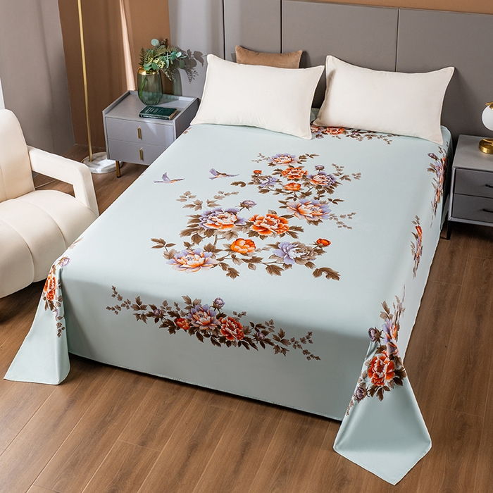 91家纺网 家纺一手货源 找家纺 居美良品 2025新款100%全棉纯棉国民老上海床单-牡丹飞燕 牡丹飞燕-抹茶绿