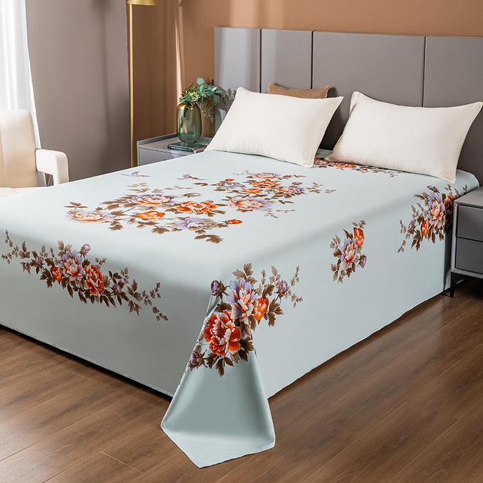 91家纺网 家纺一手货源 找家纺 居美良品 2025新款100%全棉纯棉国民老上海床单-牡丹飞燕 牡丹飞燕-抹茶绿