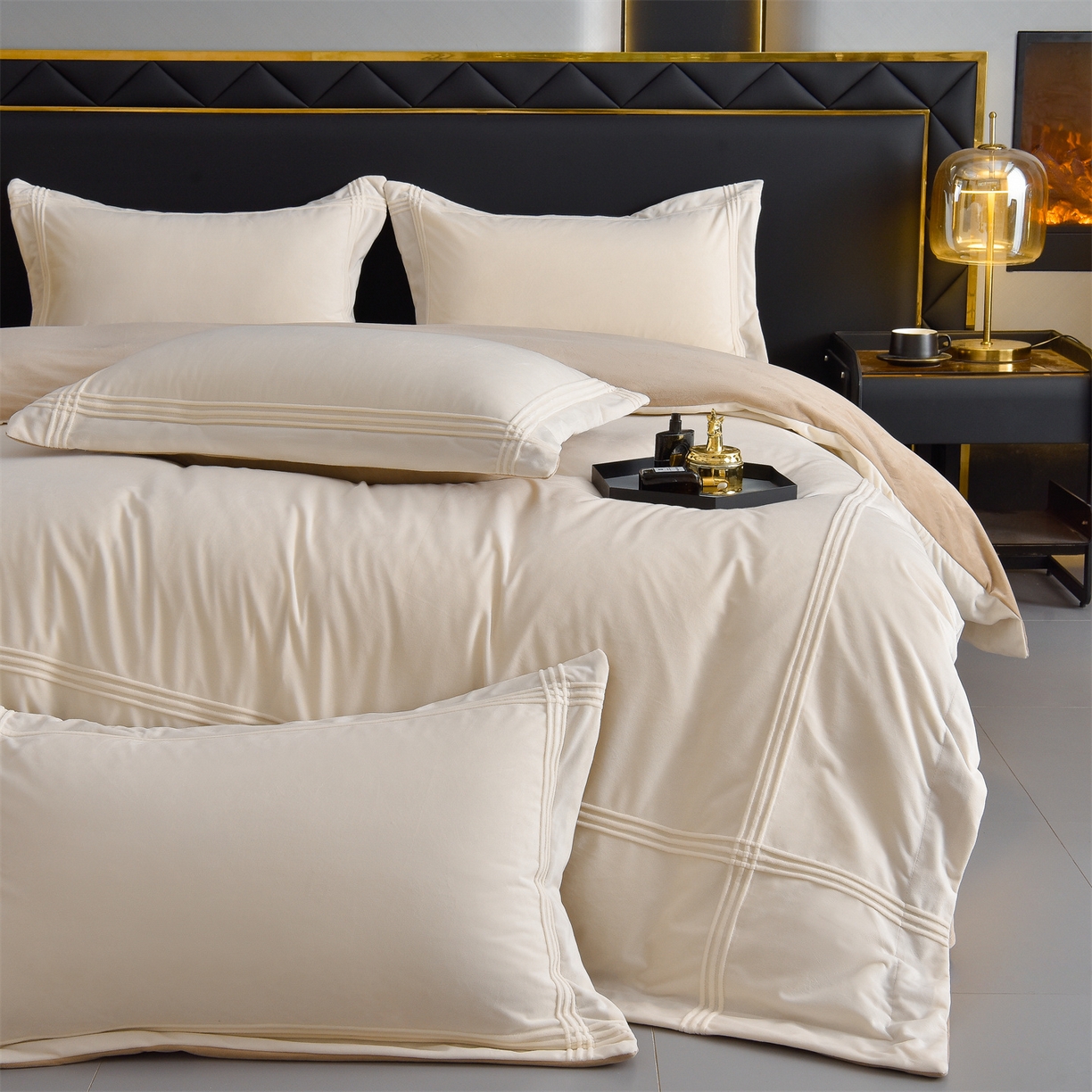 91家纺网 家纺一手货源 找家纺 （总）笙意家纺 2025新款A类加厚牛奶绒埋线烂花款四件套-奈斯系列