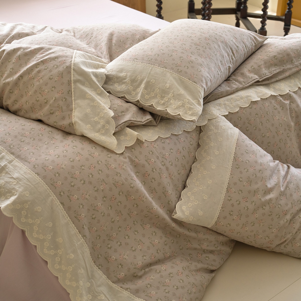 91家纺网 家纺一手货源 找家纺 （总）洋铭区（原狠狠爱） 2025新款A类全棉蕾丝花边双层纱四件套