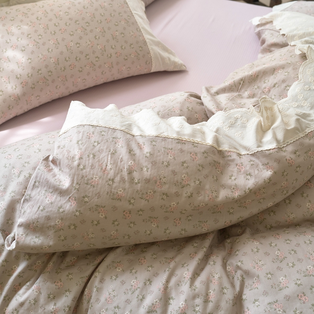 91家纺网 家纺一手货源 找家纺 （总）洋铭区（原狠狠爱） 2025新款A类全棉蕾丝花边双层纱四件套