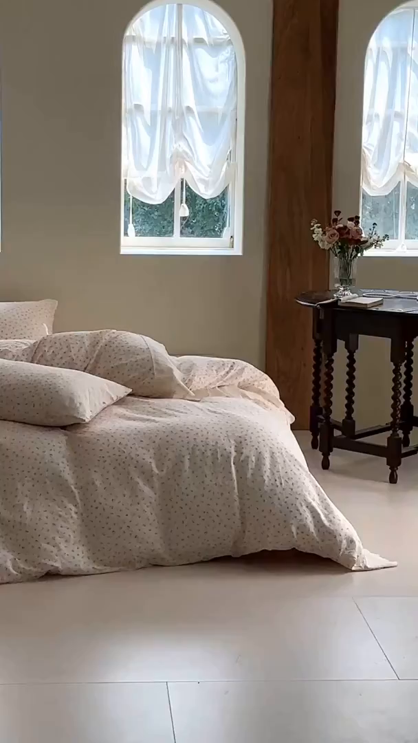 91家纺网 家纺一手货源 找家纺 洋铭区（原狠狠爱） 2025新款A类全棉蕾丝花边双层纱四件套 红糖花枝