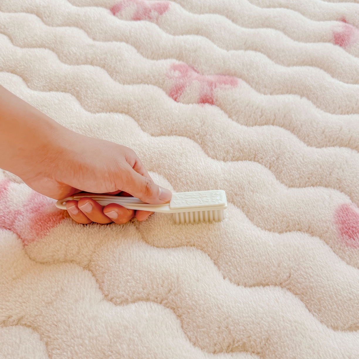 91家纺网 家纺一手货源 找家纺 LIFE.丽芙 2025秋冬新款北极绒加厚夹棉单床笠款床垫子保护套牛奶绒保暖床罩子三件套 蝶梦-粉