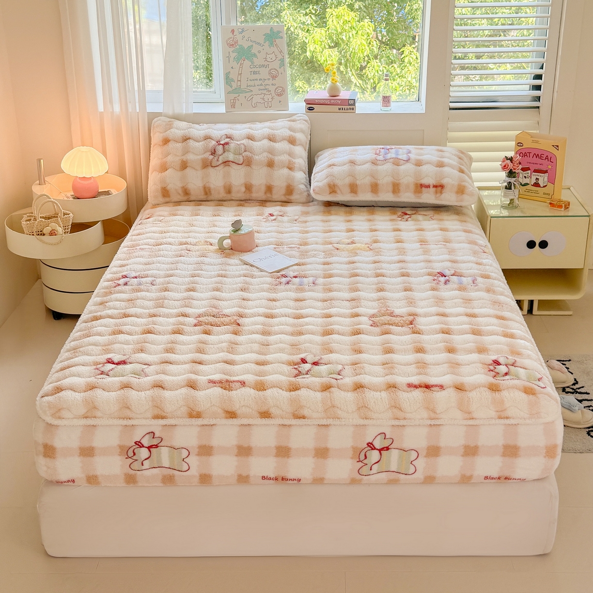 91家纺网 家纺一手货源 找家纺 LIFE.丽芙 2025秋冬新款北极绒加厚夹棉单床笠款床垫子保护套牛奶绒保暖床罩子三件套 意趣-咖