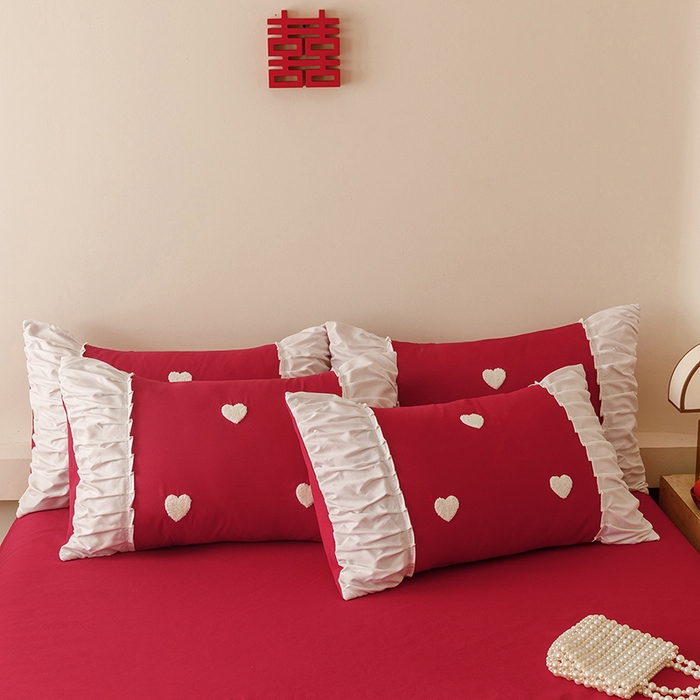 91家纺网 家纺一手货源 找家纺 （总）苏源家居 2025新款小爱心买家秀婚庆刺绣大红结婚四件套