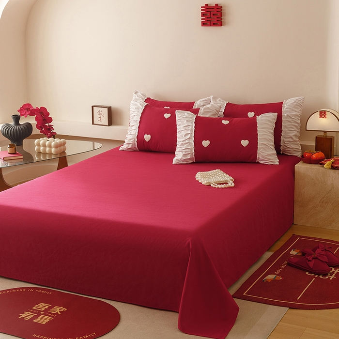 91家纺网 家纺一手货源 找家纺 （总）苏源家居 2025新款小爱心买家秀婚庆刺绣大红结婚四件套