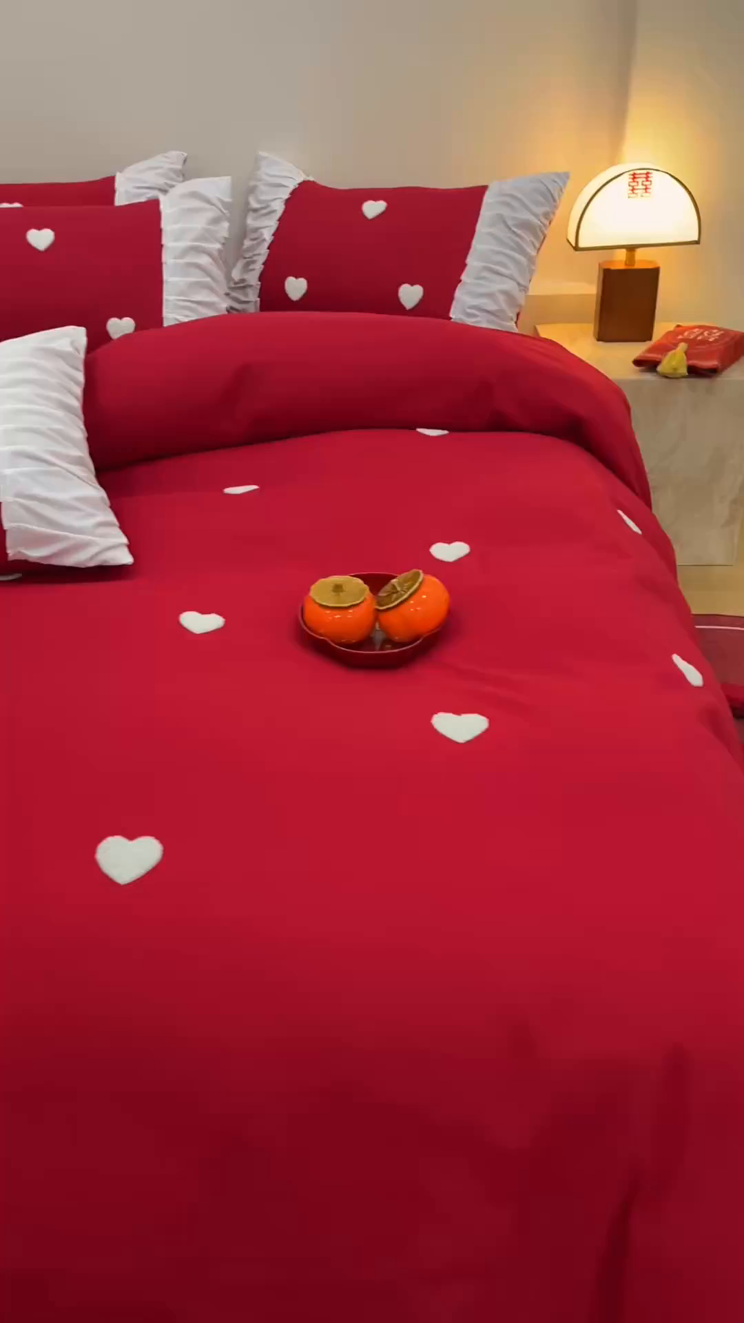 91家纺网 家纺一手货源 找家纺 苏源家居 2025新款小爱心买家秀婚庆刺绣大红结婚四件套 心心相印-白