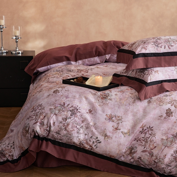 91家纺网 家纺一手货源 找家纺 （总）简纯主义 2025新款全棉纯棉磨毛数码印花四件套-虞梦轻纱