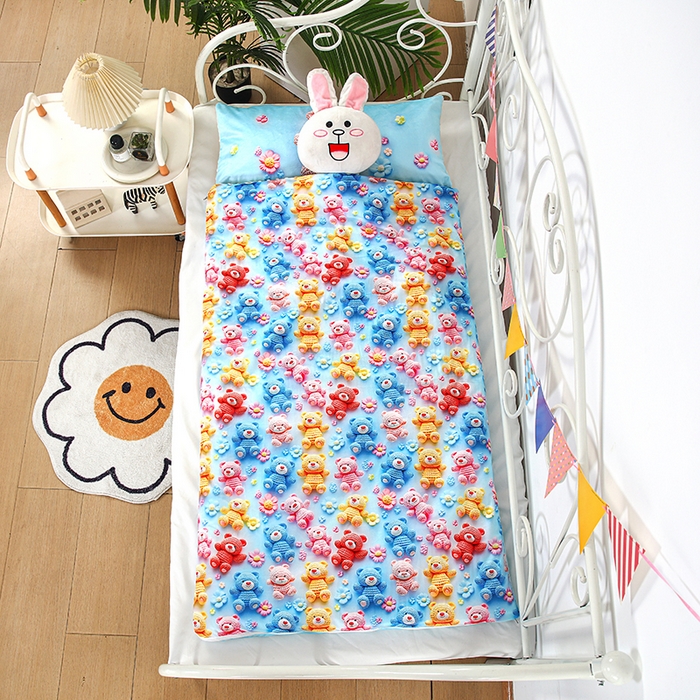 91家纺网 家纺一手货源 找家纺 （总）沁童儿童用品店 2025新款儿童3D立体印花A版宝宝绒+B版豆豆绒儿童睡袋