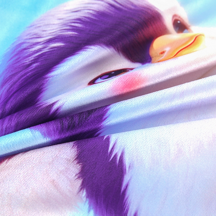 91家纺网 家纺一手货源 找家纺 沁童儿童用品店 2025新款儿童3D立体印花A版宝宝绒+B版豆豆绒儿童睡袋 企鹅宝宝