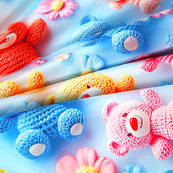 91家纺网 家纺一手货源 找家纺 沁童儿童用品店 2025新款儿童3D立体印花A版宝宝绒+B版豆豆绒儿童睡袋 彩色小熊