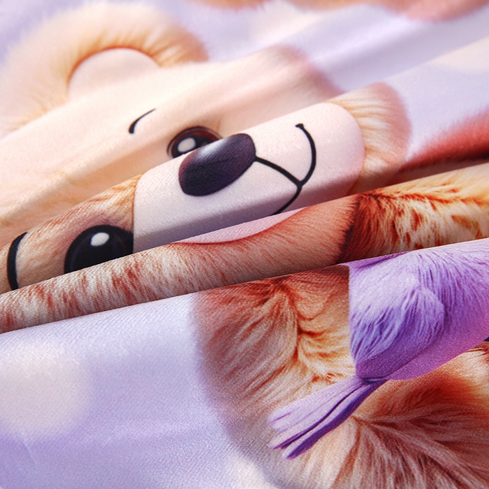 91家纺网 家纺一手货源 找家纺 沁童儿童用品店 2025新款儿童3D立体印花A版宝宝绒+B版豆豆绒儿童睡袋 可爱小熊