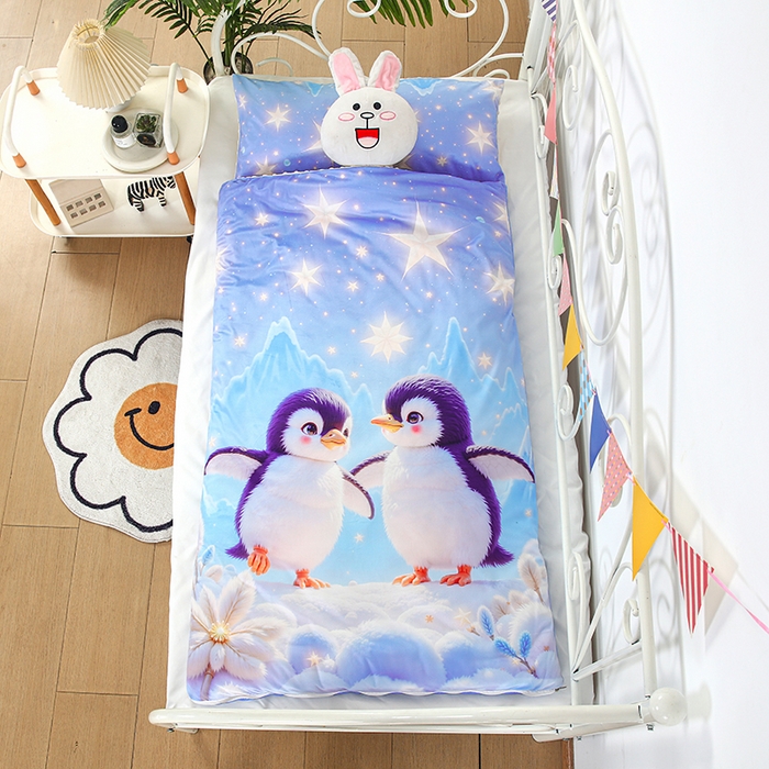 91家纺网 家纺一手货源 找家纺 （总）沁童儿童用品店 2025新款儿童3D立体印花A版宝宝绒+B版豆豆绒儿童睡袋