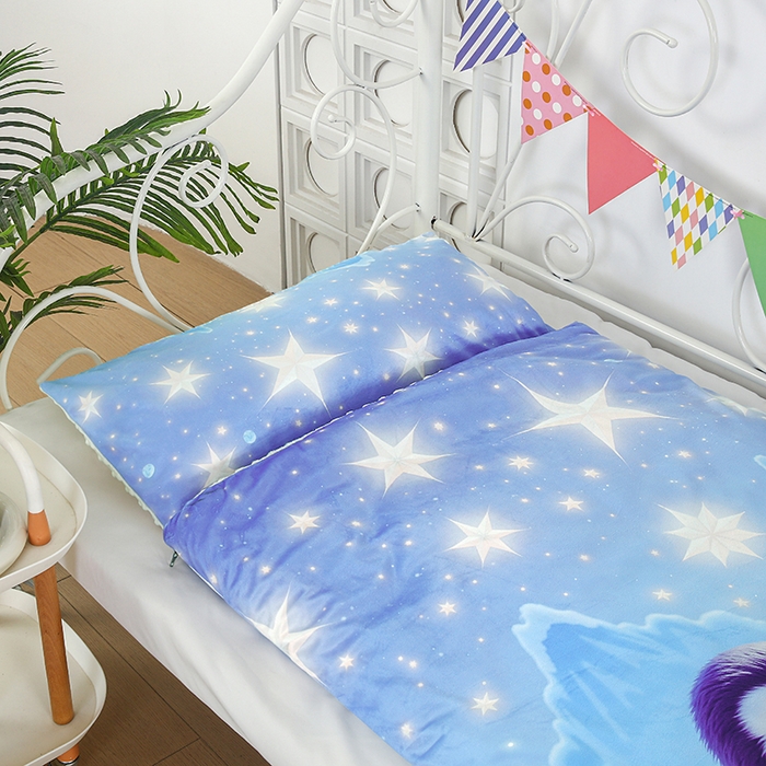 91家纺网 家纺一手货源 找家纺 沁童儿童用品店 2025新款儿童3D立体印花A版宝宝绒+B版豆豆绒儿童睡袋 企鹅宝宝