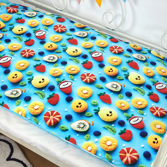 91家纺网 家纺一手货源 找家纺 沁童儿童用品店 2025新款儿童3D立体印花A版宝宝绒+B版豆豆绒儿童睡袋 水果娃娃