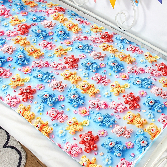 91家纺网 家纺一手货源 找家纺 沁童儿童用品店 2025新款儿童3D立体印花A版宝宝绒+B版豆豆绒儿童睡袋 彩色小熊