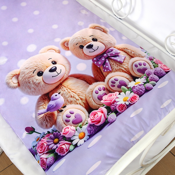 91家纺网 家纺一手货源 找家纺 沁童儿童用品店 2025新款儿童3D立体印花A版宝宝绒+B版豆豆绒儿童睡袋 可爱小熊