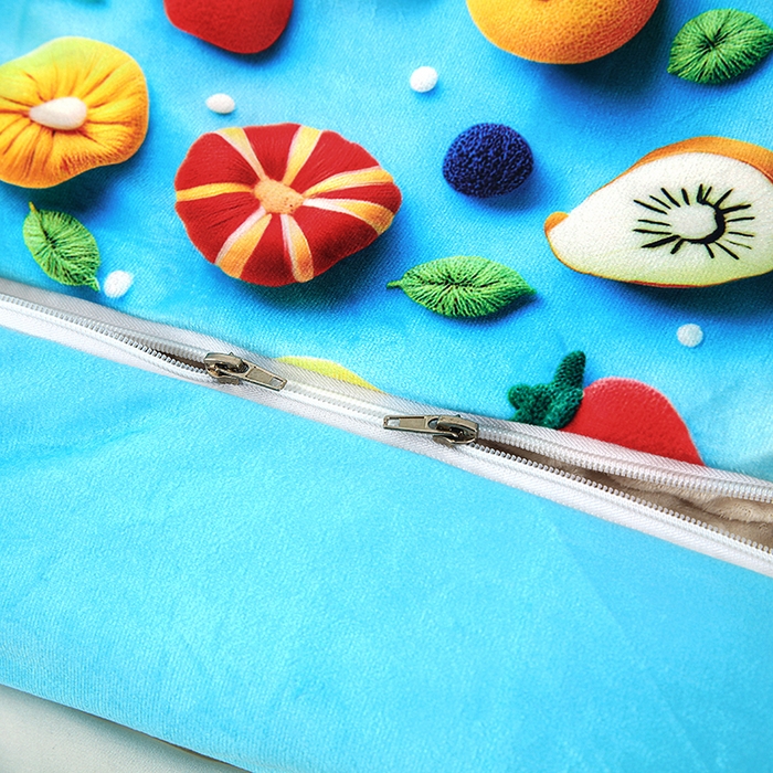 91家纺网 家纺一手货源 找家纺 沁童儿童用品店 2025新款儿童3D立体印花A版宝宝绒+B版豆豆绒儿童睡袋 水果娃娃